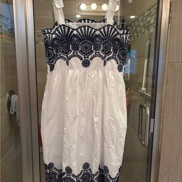 Draper James Eyelet Midi Bow Shoulder Dress - Picture 5 of 6